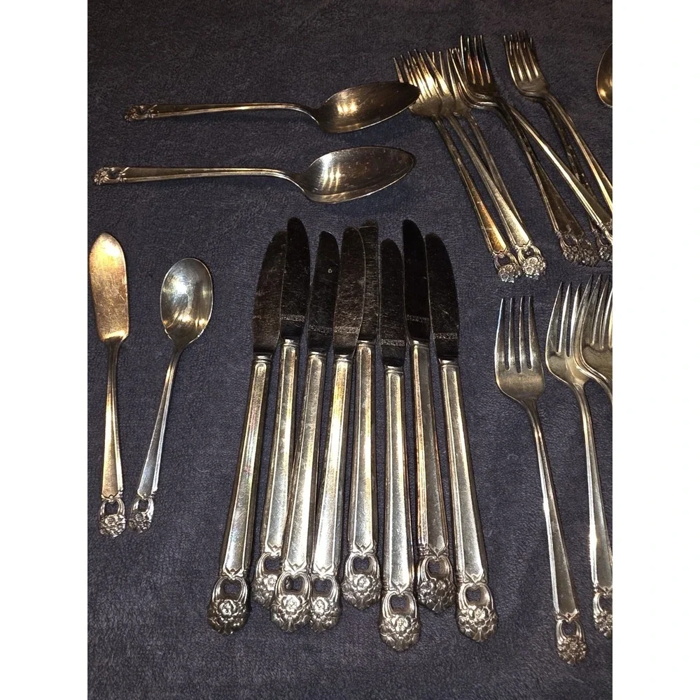 Silver plate 1847 Rogers Bros Eternally Yours 50 Pc Set Butter Knife Sugar Spoon